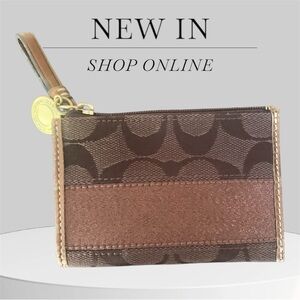 Coach brown wristlet coin purse